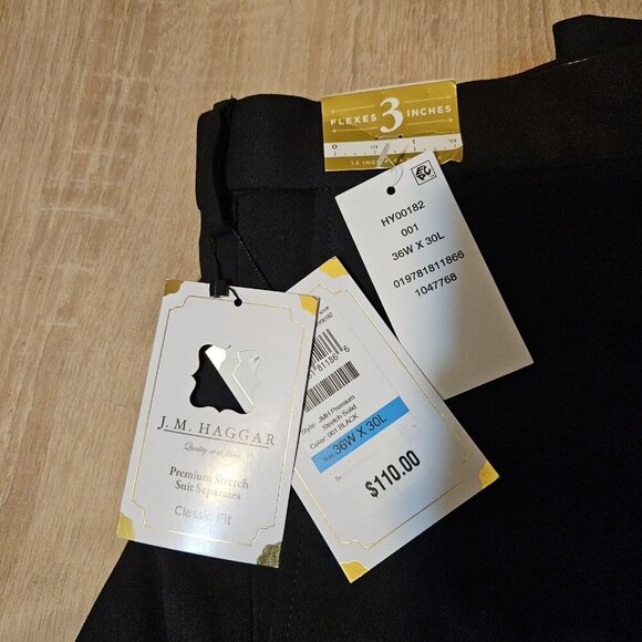Haggar Men's Black Classic-Fit Flat Front Stretch Suit Pants Size 36W 30L - Picture 6 of 7